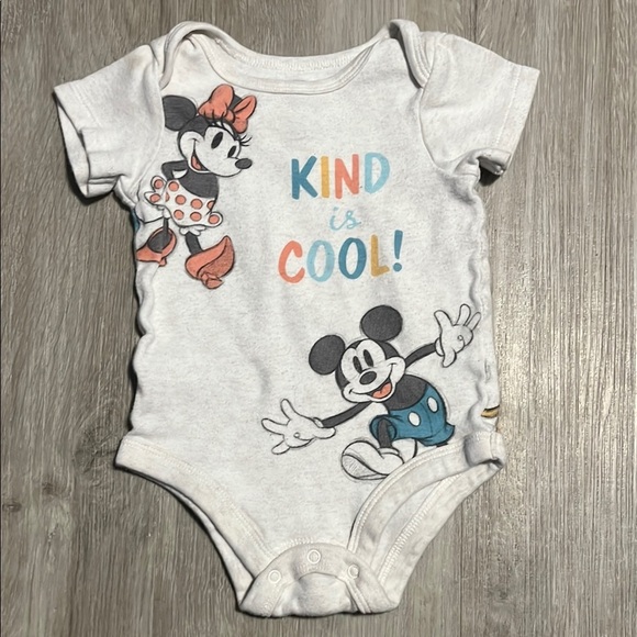 Disney White and Black Bodysuit One Piece with Mickey Mouse Design 3-6M - Picture 1 of 2